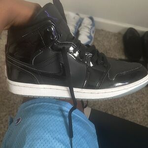 Jordan Black and Purple High-Top Sneakers